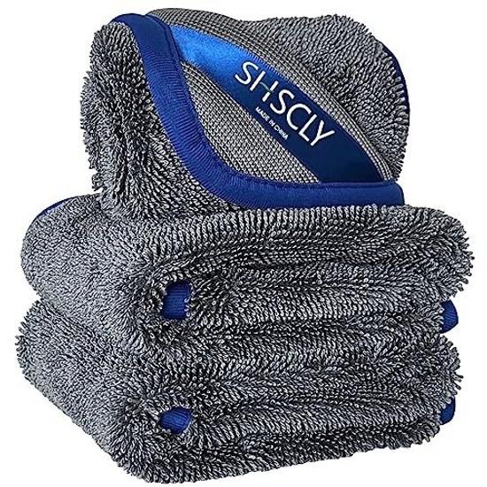 SHSCLY microfiber car wash towel ultra-absorbent cloth thick compact size usable while wringing (T10 standard popular 30x40cm 3-piece set)