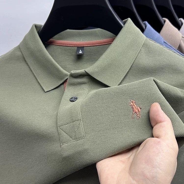 STORN 100% Czysta Bawełna Marka Premium Męska Koszulka Polo z Długim Rękawem Moda Personalizacja Haft z Koniem Klasyczny T-shirt Paul