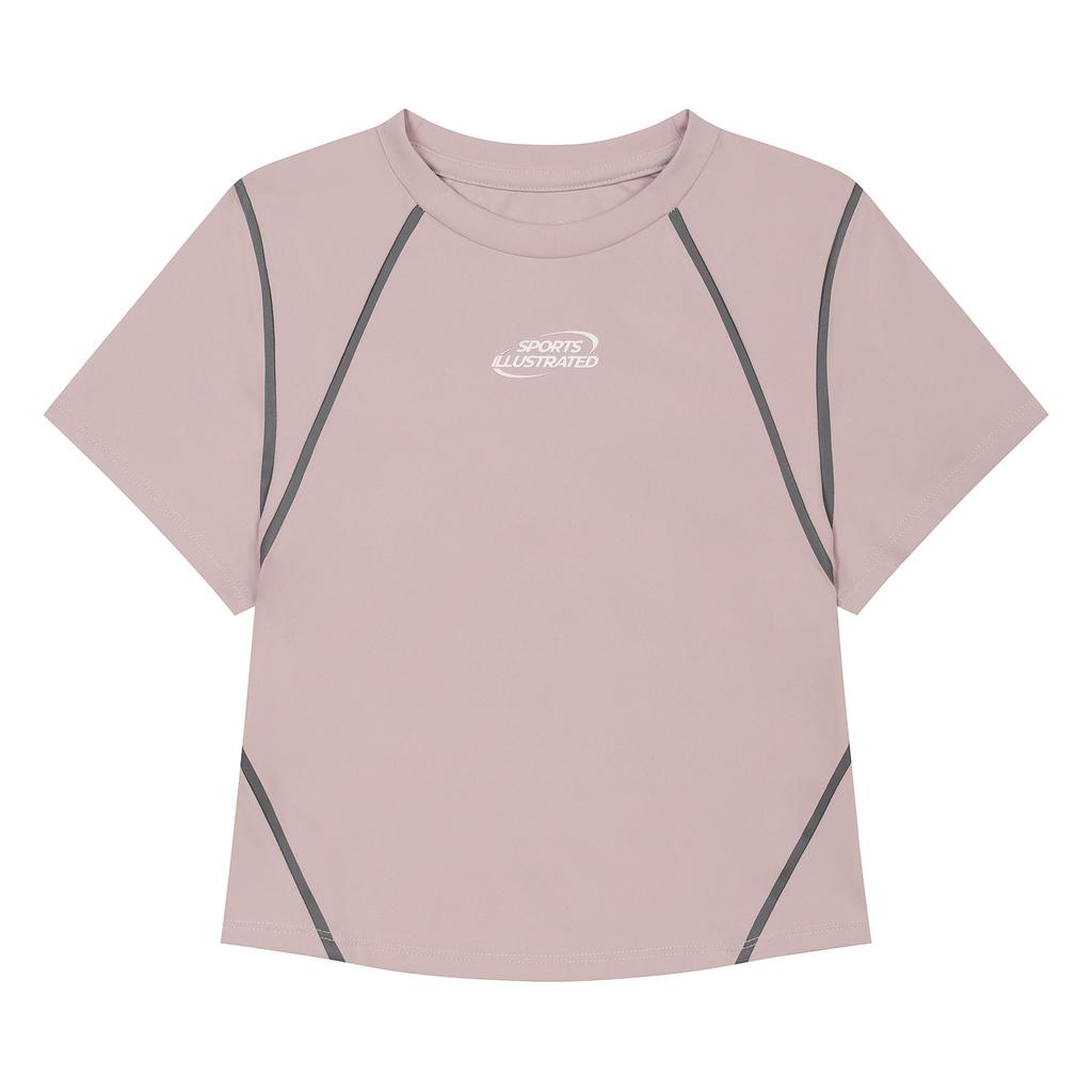 SPORTS ILLUSTRATED Reflective Crop Round T-Shirt (Pink)