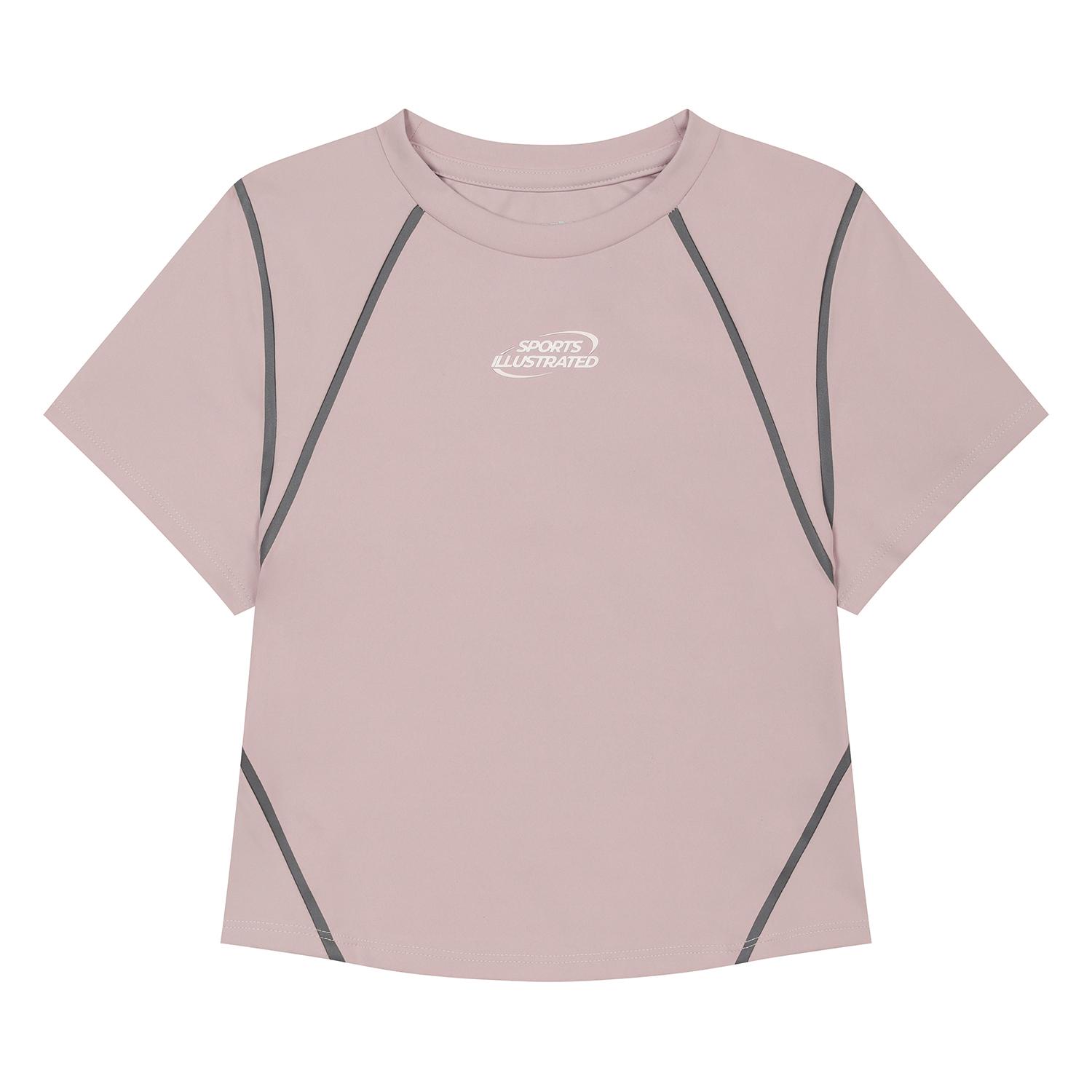 Sports Illustrated Reflective Crop Round T-Shirt (Pink) L