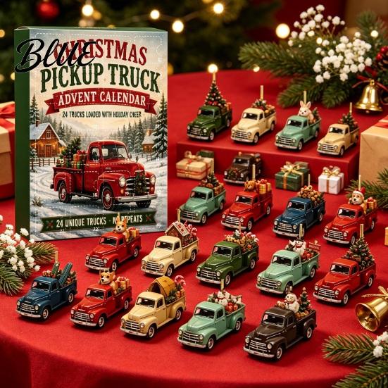 Interactive Countdown Toy with Retro 24 Day Advent Calendar Vintage Truck Christmas Set Festive Room