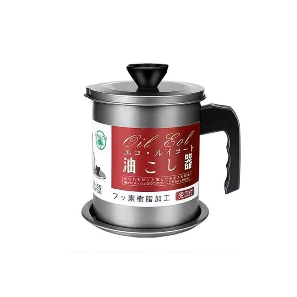 Japanese Style Storage Oil Tank Stainless Steel Grease Container Grease Keeper Lard Can  Household