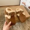 2026 New Women Slippers Fur Flats Short Plush Mules Shoes Women's Fashion Buckle Soft Sole Cotton Shoes Suede Home Warm Slippers