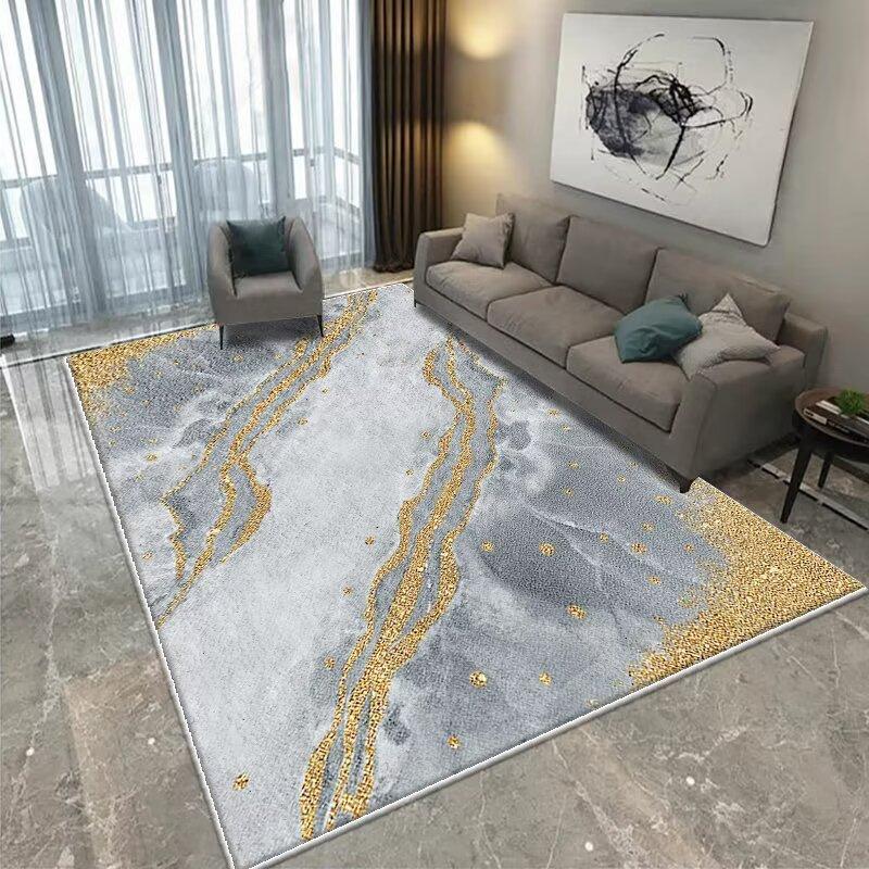 Modern CARPET FOR LIVE ROOM Non-slip Home Decoration Luxury Light Luxury Golden Blue Area Rug Washable Parlor Mat Bedside Room