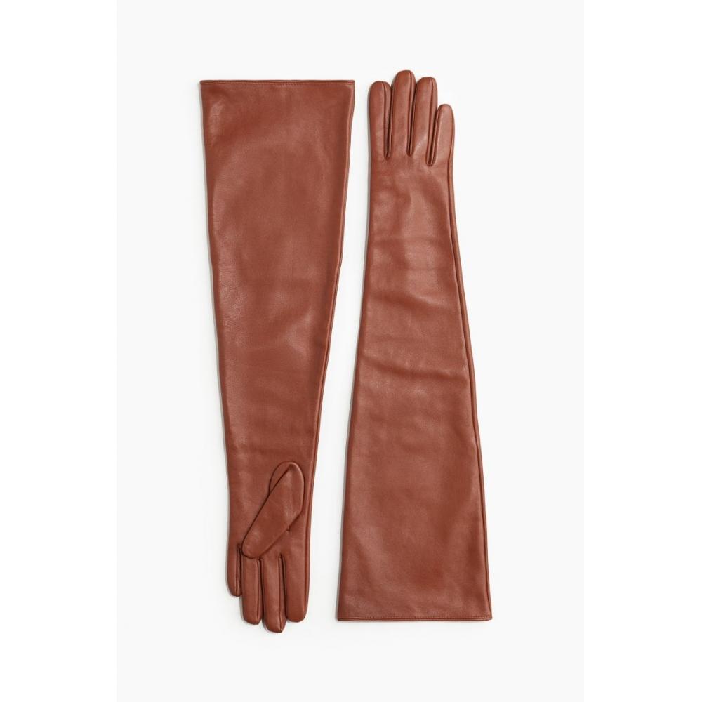 

Длинные кожаные перчатки HM коричневого цвета