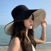 Women's large brim bucket hat UV protection face cover sun hat fashion sunshade basin hat embroidery