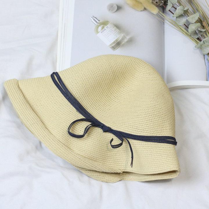 Hepburn wind shade straw hat women's retro foldable basin hat literary fisherman hat simple sun hat casual cool hat