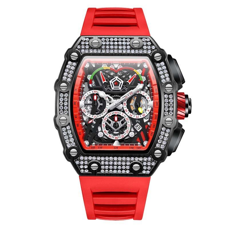 Fashionable Full Diamond Design Multifunctional Fully Automatic Mechanical Watch for Men