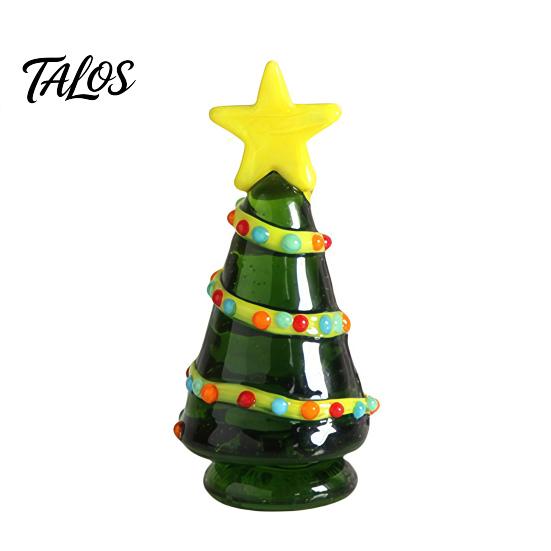 Unique Birthday Presents Glass Christmas Tree Figurine, Rotating Desk Ornament for Car Home, Stained Art Glazed Dashboard Decor & Gift Holiday Season