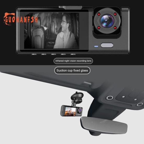 Car Driving Recorder Night Vision 1080P Triple Lens Loop Recording Parking Monitor Car Dash Cam Front Rear Video Recorder Auto Supplies