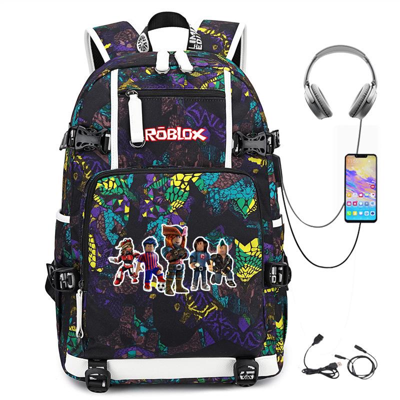 Cartoon Game USB Backpack Large Capacity Hiking Bag College Student Outdoor Travel Casual Daypack