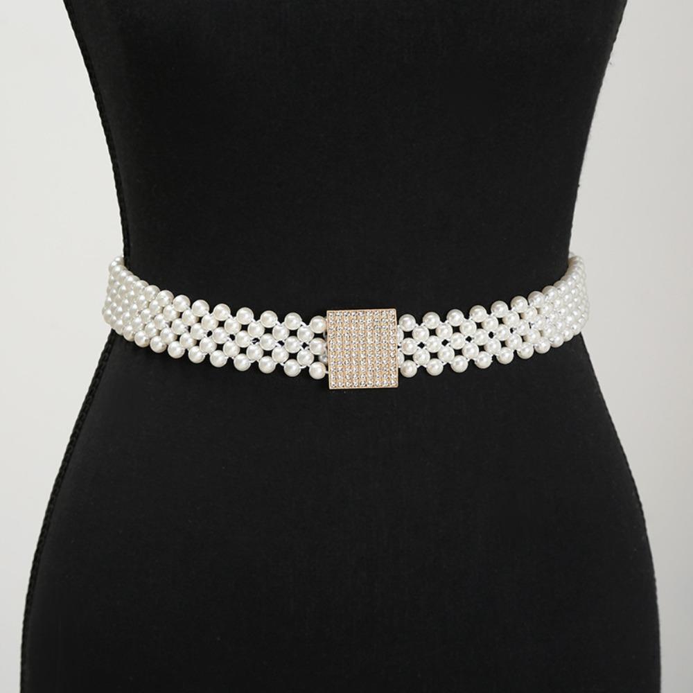 Široký elastický pas Bling dámský pásek Sweet Pearl pasový pásek sukně dekorativní
