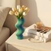 3D Printed Vase, Minimalist Vertical Striped Flower Vase, Nordic Style Flower Vase for Living Room TV Cabinet Coffee Shop Decor And Art Ornament