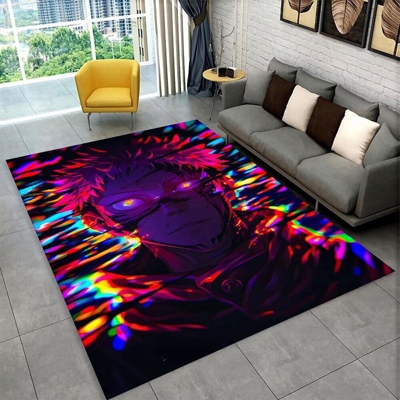 Cartoon Jujutsu Kaisen Anime Itadori Yuj Teppich für Spielzimmer Schlafzimmer Wohnzimmer Sofa Heimdekoration, rutschfeste Bodenmatte für Kinder