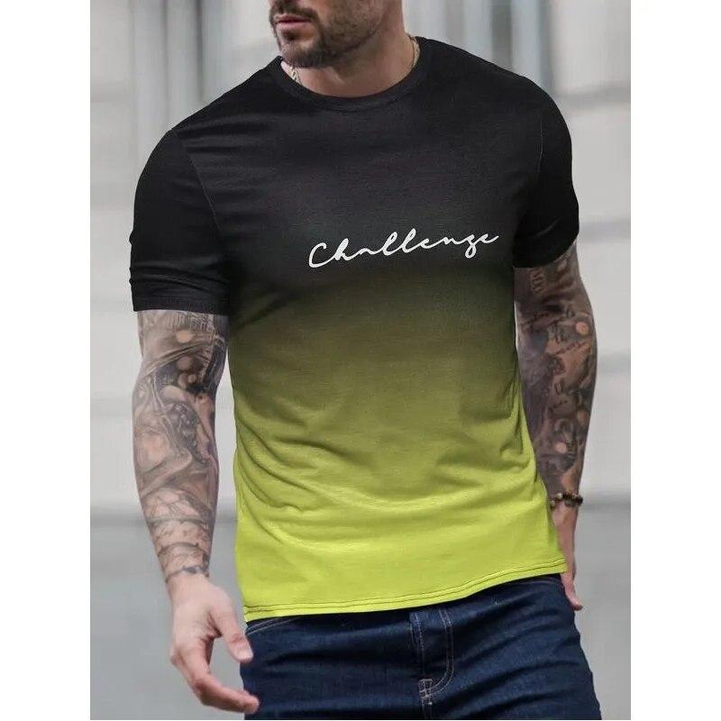 Vintage Men's T-shirt 3D Gradient Print Short Sleeve Tops Summer Casual Street Fashion Shirt Oversized Tee Shirt Men Clothes