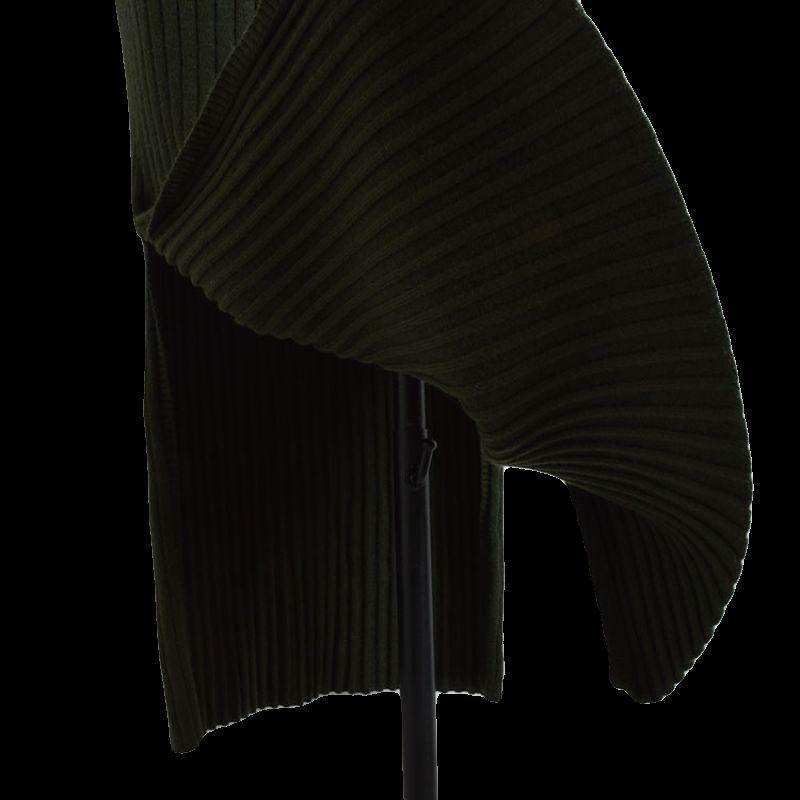 Fashion Style Sexy Square-Neck off-Shoulder Knit Halter Dress Women's Waist-Tight Mid Length Long Length Split Vest Dress