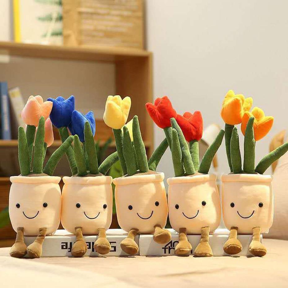 Tulip Plant Plush Toy Creative Gift for Room Bookshelf Decor