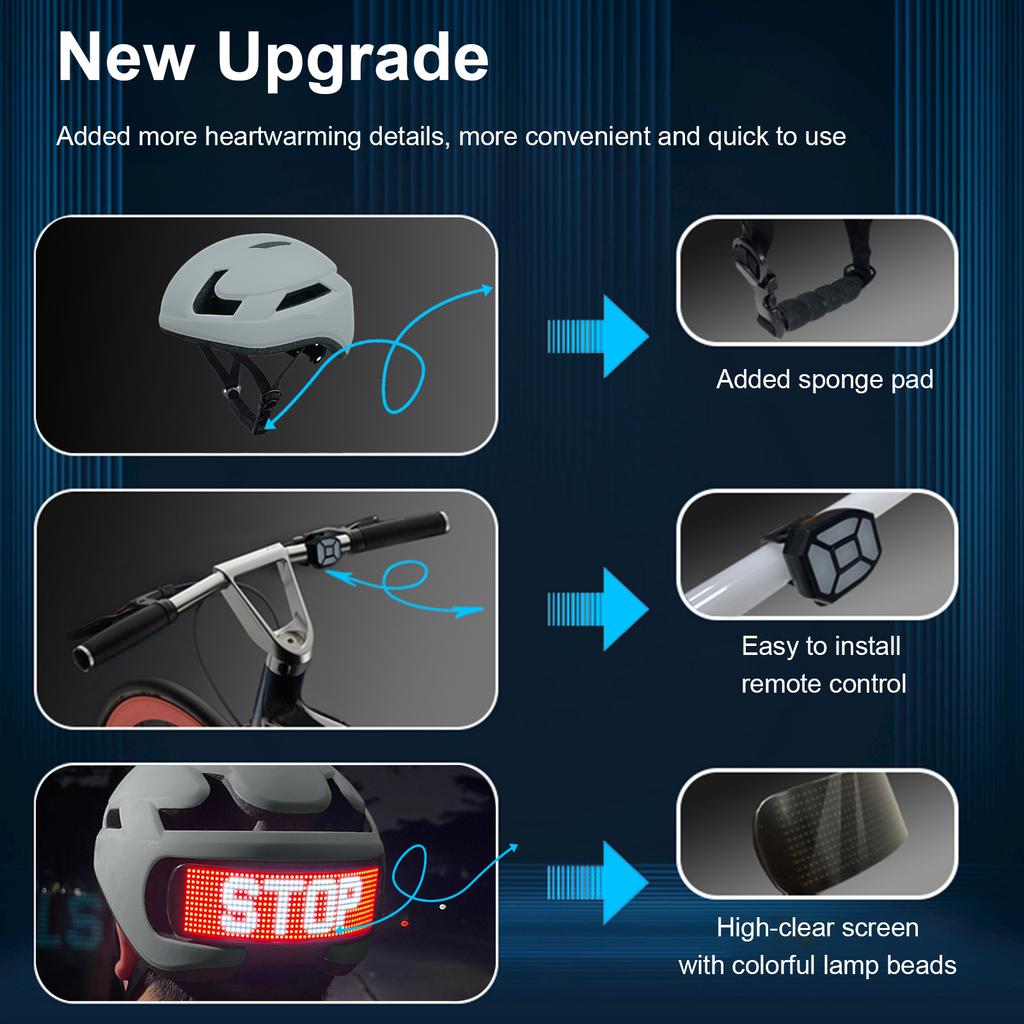 Intelligenter LED-Fahrradhelm mit Signalleuchte, Geschwindigkeitsmesser, Fernbedienung, Unterstützung für BT-App-Programmierung