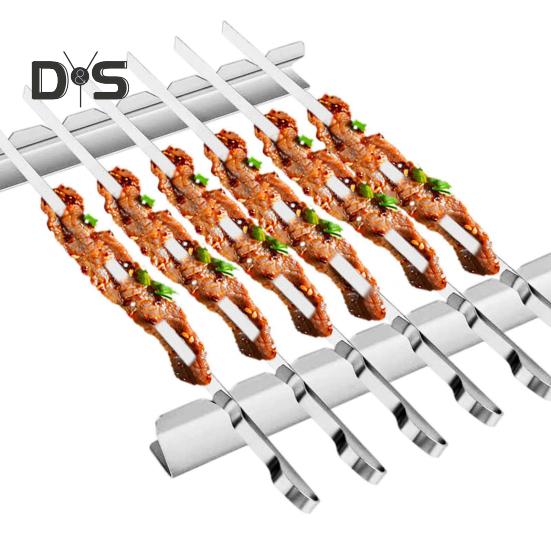 2ks Držák na špízy ve tvaru V 6 slotů Potravinářské multifunkční náčiní Opakovaně použitelné grilovací gril Kebab Špízy Sada stojanů Grilovací příslušenství