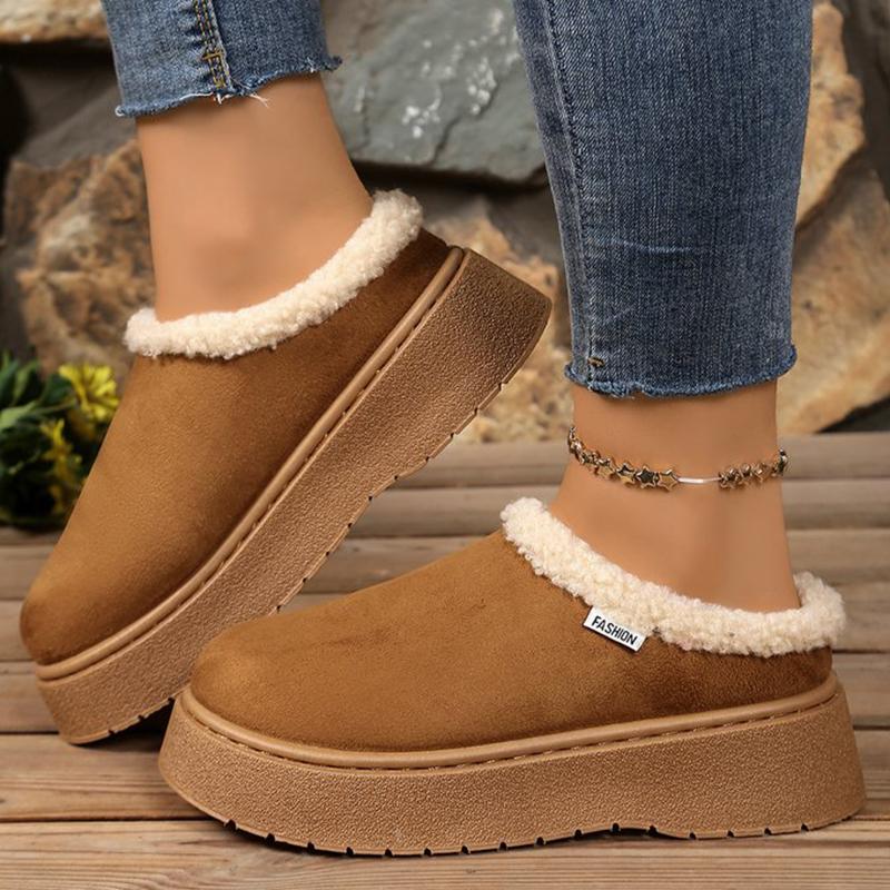 Comfortable Faux Suede Snow Boots Women Winter Solid Color Platform Ankle Boots Woman Round Toe Slip On Warm Booties Mujer