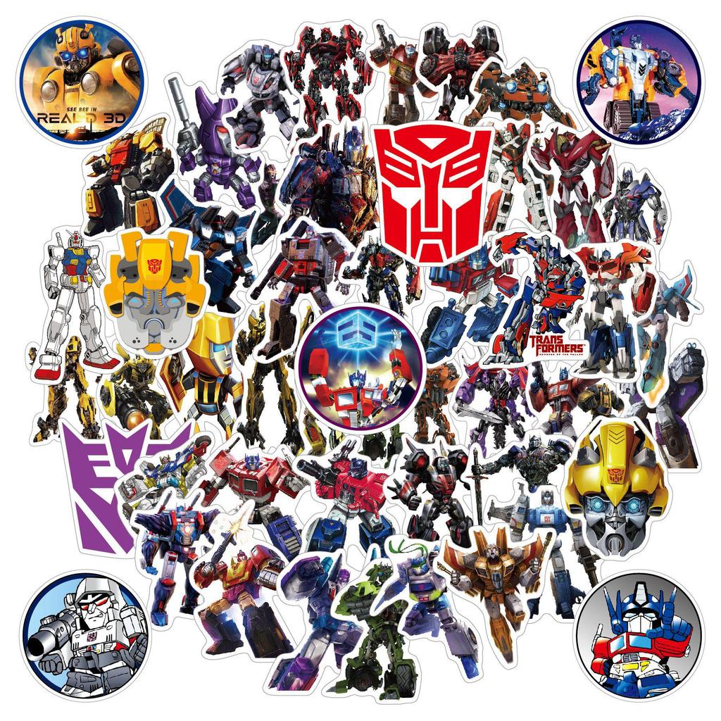 50 Waterproof PVC Transformer Stickers for DIY, Students, Cups & Refrigerators