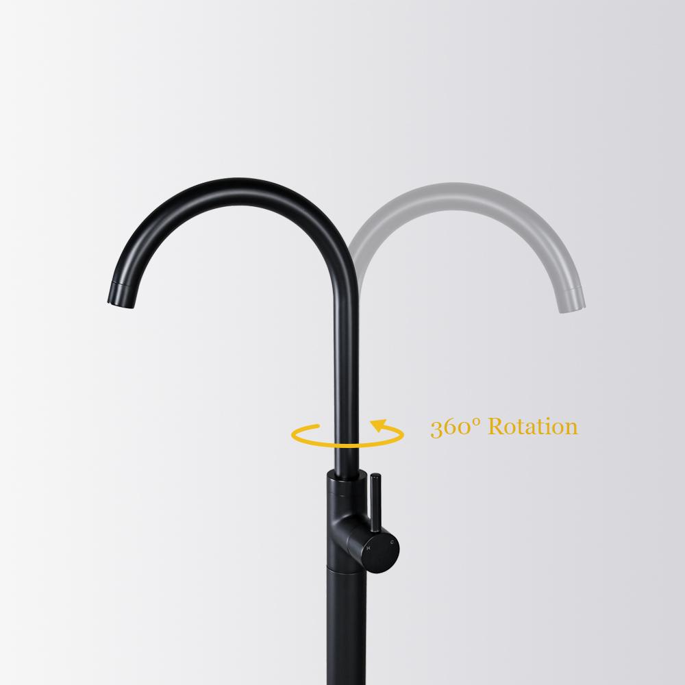 Bathroom Faucet Matte Black Bathtub Shower Faucet Round Floor Stand Mixer Single  Handle Hot Cold Water Tap Bagnolux