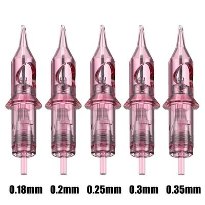 10pcs Pink Thinner Single Needles Tattoo Cartridge for Permanent Makeup 0.25mm/0.30MM Bugpin Beauty Tools