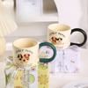Ceramic Mug Wide Handle Couple Coffee Cup Cute Animal Opening Event Gift Breakfast Cup
