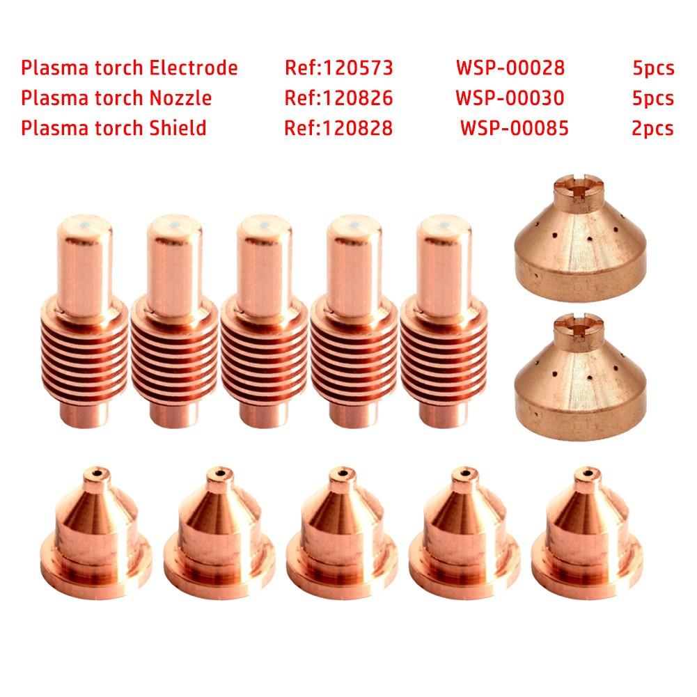 12pcs Plasma Torch Electrode Nozzles Tips 120573 120826 Shield 120828 for 600