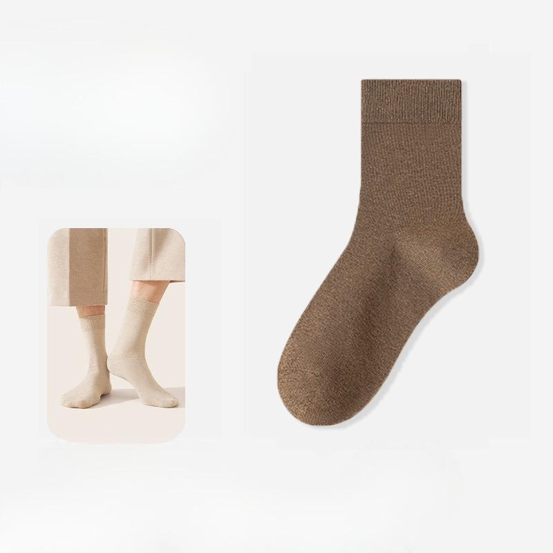 

Мужские осенне-зимние деловые однотонные свободные дезодорирующие хлопковые носки-трубы для людей среднего и пожилого возраста 1 pair коричневый