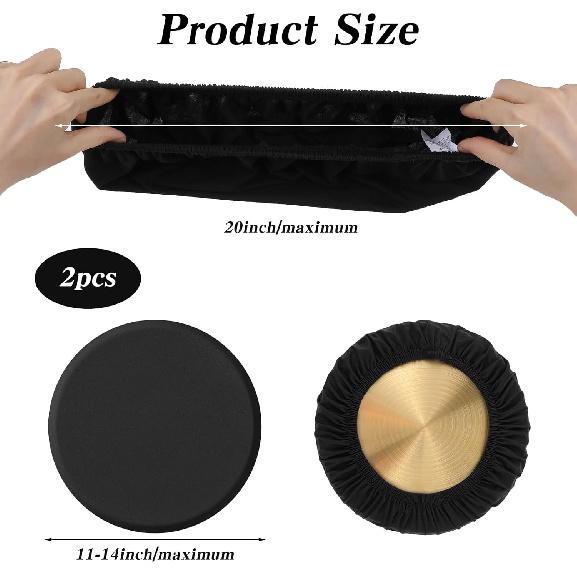 2Pcs Bar Stool Covers Round, Black High Elastic Soft Bar Stool Cushion Covers Circle Washable Slipcovers Fit for Dia 11-19 inches Round Chair Cover