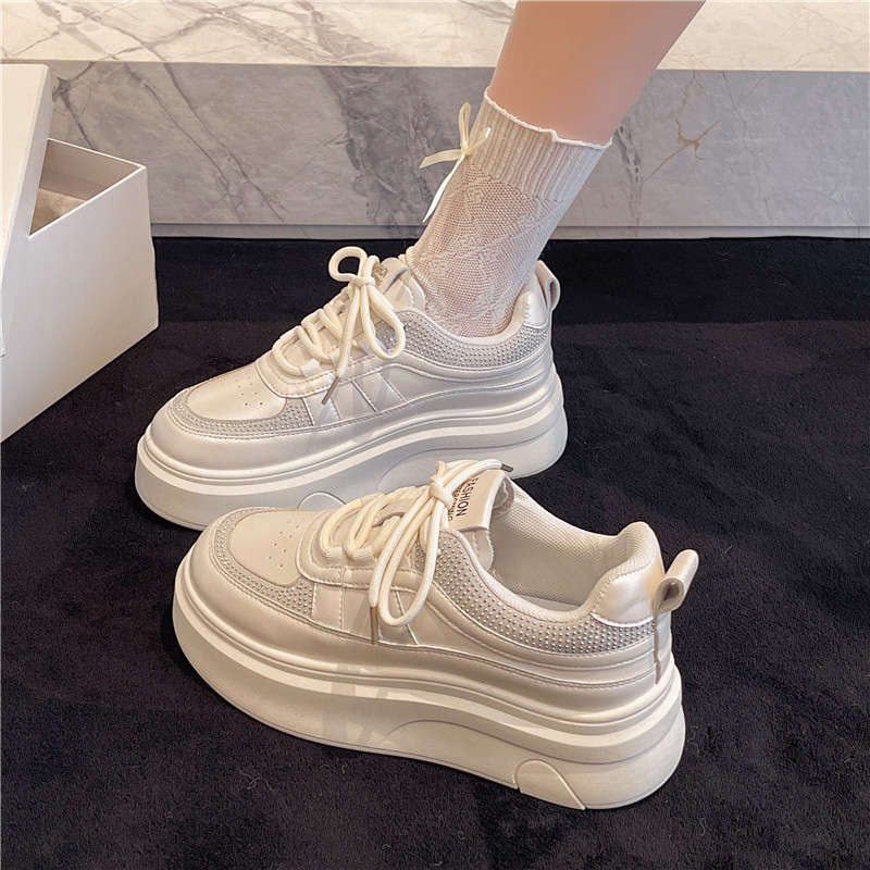 Thick-soled heightening women's spring and autumn muffin versatile casual sports shoes ugly cute big head bread shoes women