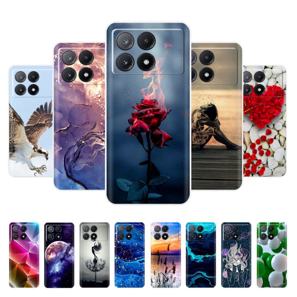 For Xiaomi Poco X6 Pro Case TPU Soft Painted Phone Cases For Xiomi Poco X6 PocoX6 Pro 5G Silicone Cover Flower Fundas Protective