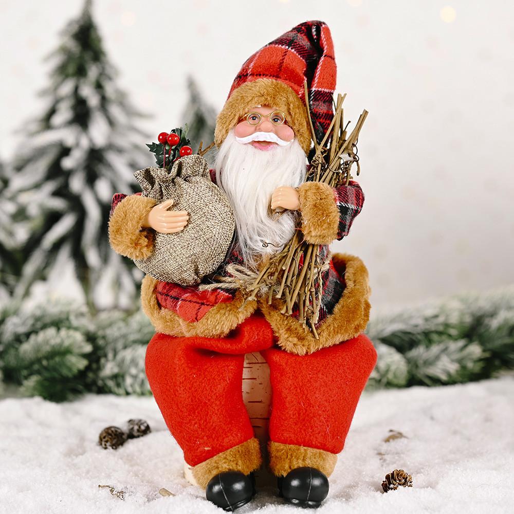 Santa Adorable Sitting Claus Doll Unique Christmas Ornament Perfect For Holiday Decor