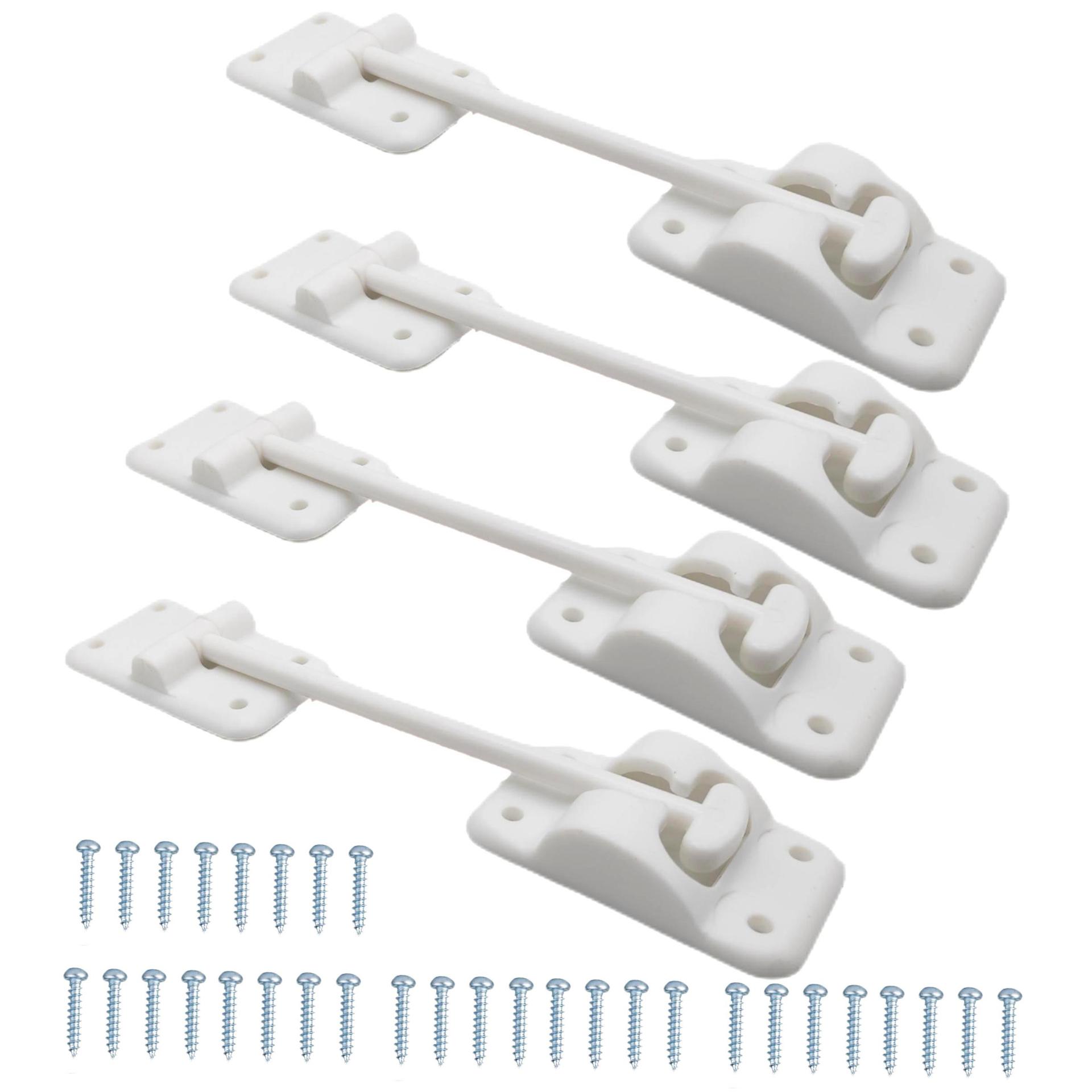 

4 Sets 6 Inch T-Style ABS Door Catch Lock Bracket RV Camper Trailer Entrance Door Holder White
