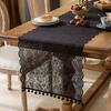 French Lace Table Runner Hollow Tassel Fringe Placemat Elegant Decorative Tablecloth Romantic Wedding Party Dining Table Dresser Buffet Decor