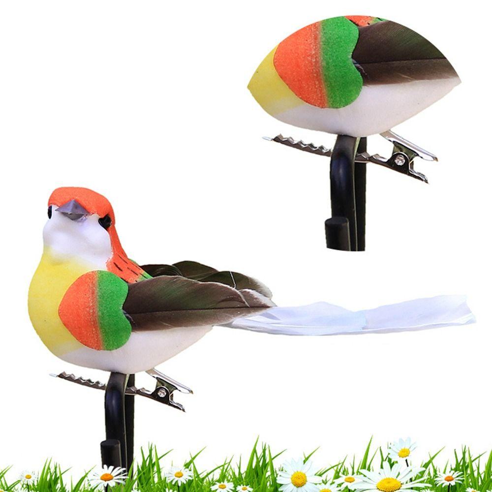 6PCS Multicolor Artificial Birds Foam DIY Accessories Simulation Bird Model Photo Props with Clips Decorative Birds