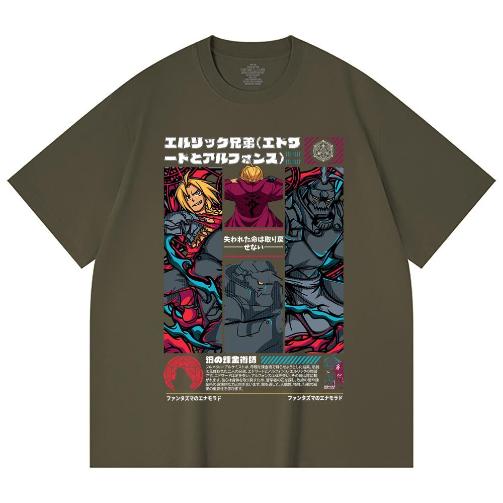 230 Gsm 100% Cotton Fullmetal Alchemist V3 Print Unisex Heavy Cotton T Shirt