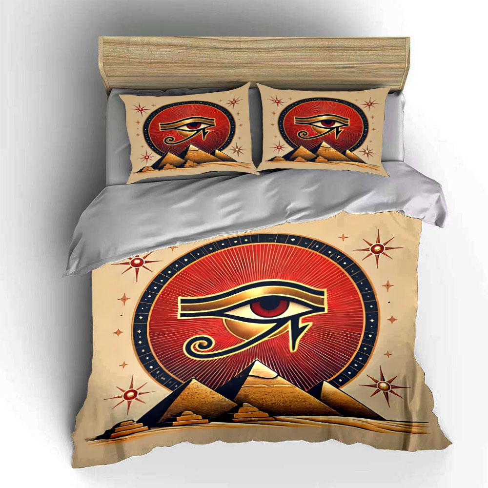 Eye of Horus with Pyramids Bedding Duvet Cover Set Duvet Cover Pillowcases (1*Duvet Cover 2*Pillowcases, without duvet insert)
