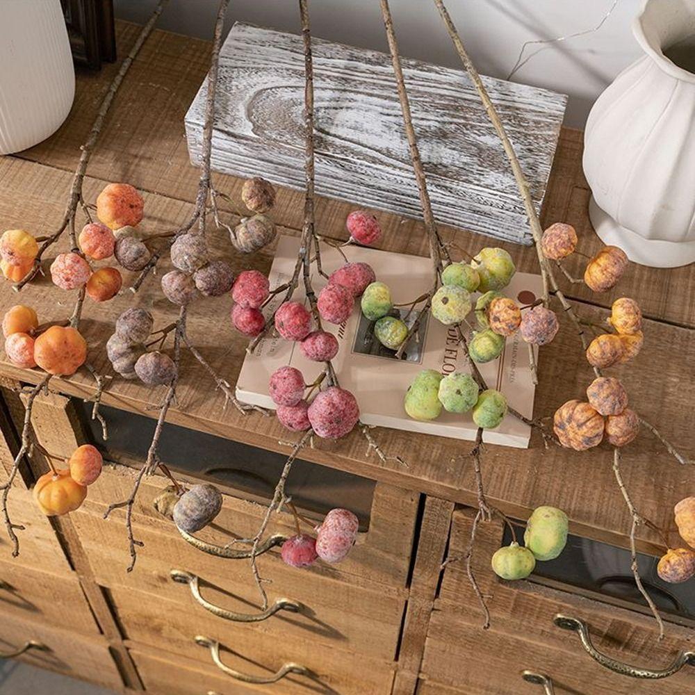 Handmade Artificial Pumpkin Branches 12-Fruit Fake Plants Simulation Pumpkin  Table Centerpiece