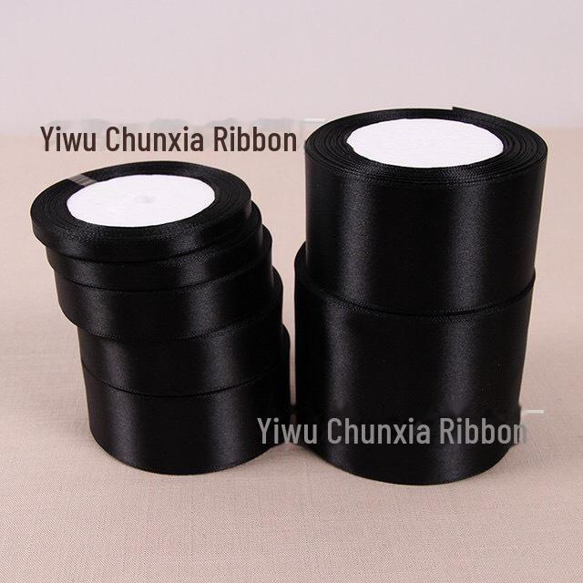 Black Satin Ribbon for Packaging & DIY Accessories, 3mm-8cm