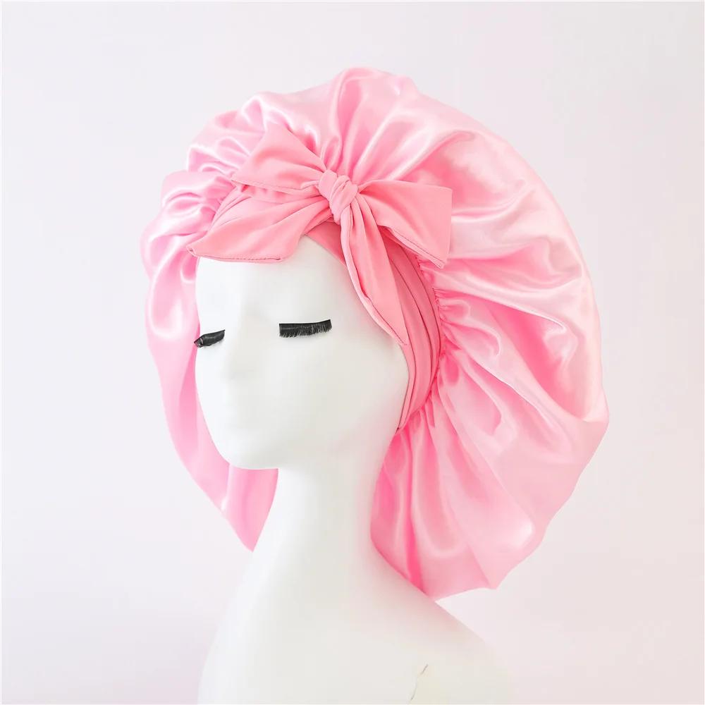 1pcs Silk Satin Sleeping Hat Women Satin Solid Night Hair Care Bonnet Nightcap For Women Men Unisex Cap Bonnet Shower Turban