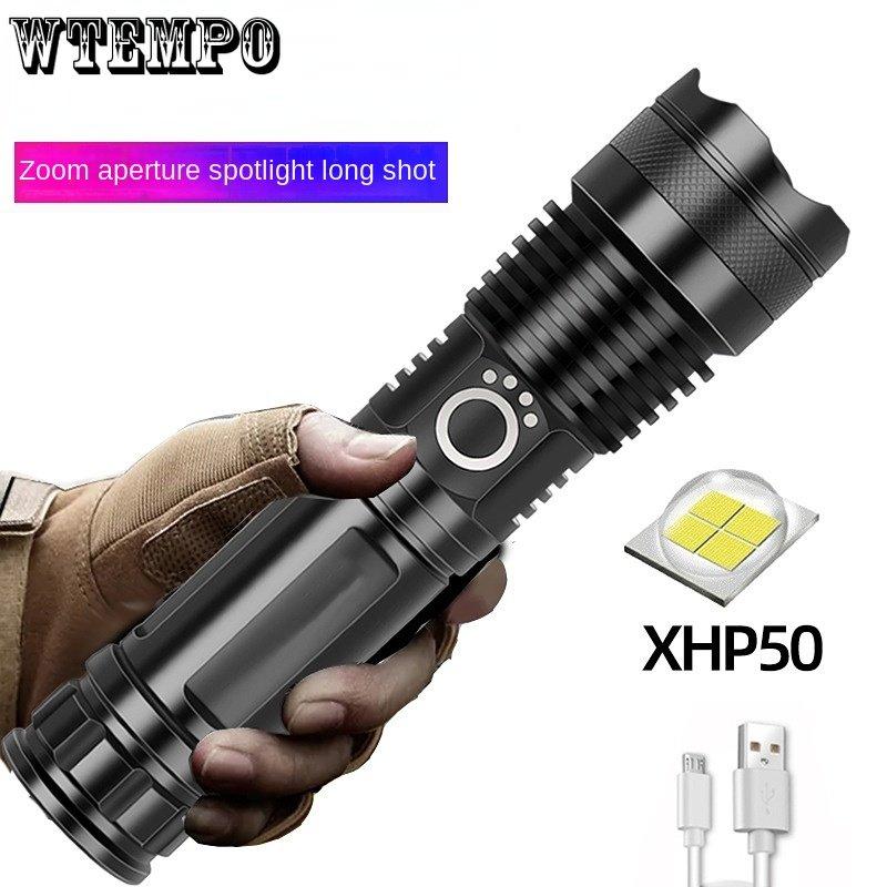 Strong Flashlight Led Outdoor Searchlight Power Display Usb Rechargeable Strong Torch Portable Mini Light