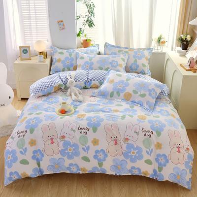 Pure Cotton Four-piece Set, 100% Cotton Quilt Cover, Fitted Sheet, Single and Double Student Dormitory Sheets, Children's Cartoon Duvet Cover