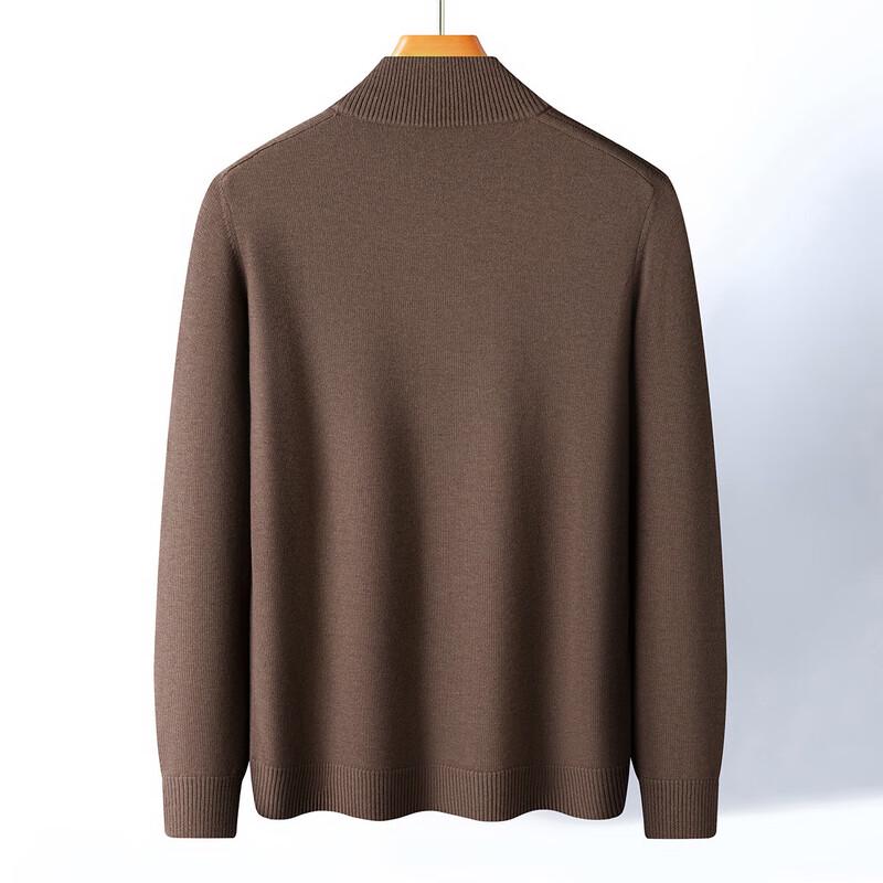 Men's 100% Merino Wool Half-Zip Stand-Collar Heavy Knit Sweater