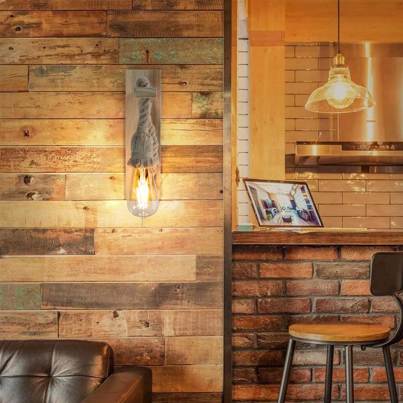Retro Wood Wall Light E27 Vintage Sconce Wall Lights Fixture Indoor Home Decor Dining Room Bedside Lamp Bedroom Lighting