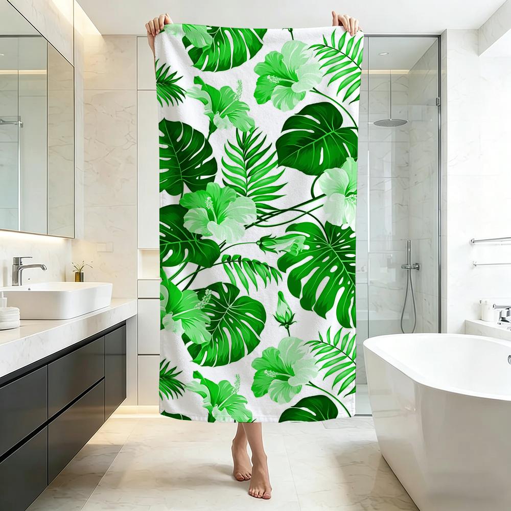 Fresh T-Tropical Monstera LeafS Towel Five-Star Hotel Quality Eco-Friendly Ultra Soft Thick Towels & Beach Towels
