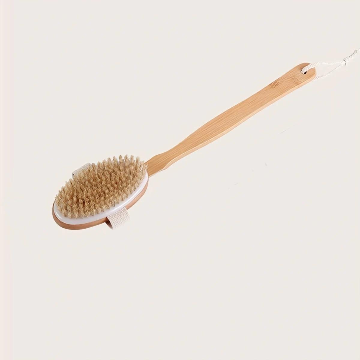 

Natural Bristles Back Scrubber Shower Brush with Detachable Long Wooden Handle Dry Skin Exfoliating Body Massage Cleaning Tool