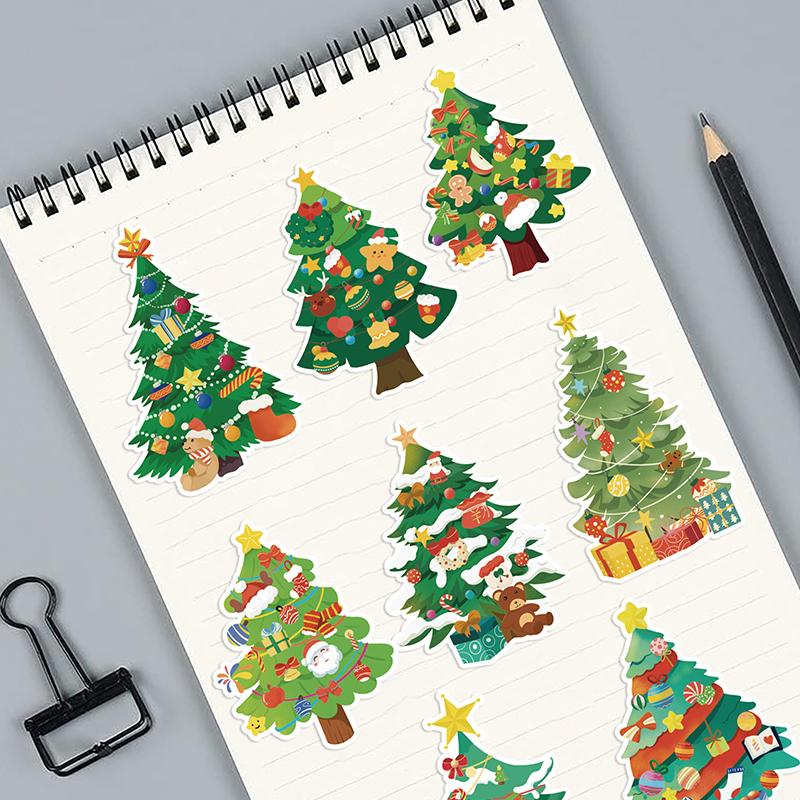 16Pcs Toy Puzzle Stickers Christmas Tree Make A Face Stickers Diy Handicrafts Waterproof Stationery Stickers