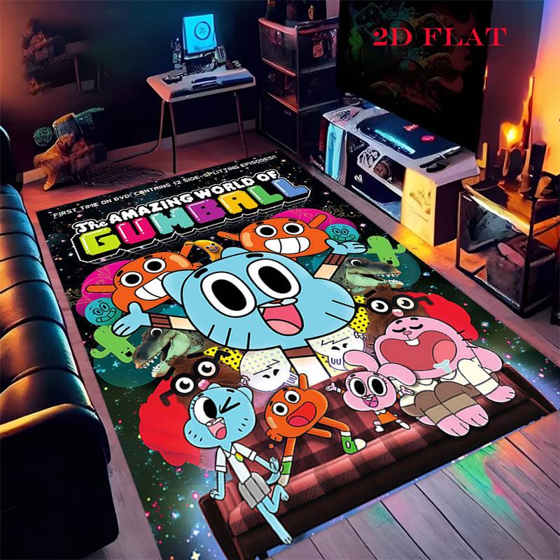 Gumball Teppich für Wohnzimmer Schlafzimmer Zuhause Sofadekoration, Rutschfeste Bodenmatte für Kinder zum Spielen